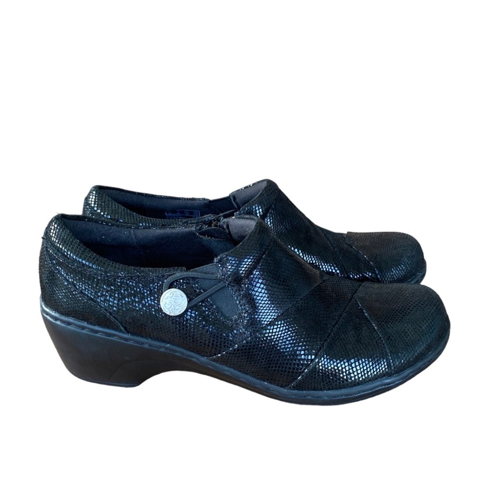 Clark’s Channing Ann Womens Comfort Black Zip Soft Cushion shimmer shoes Size 7